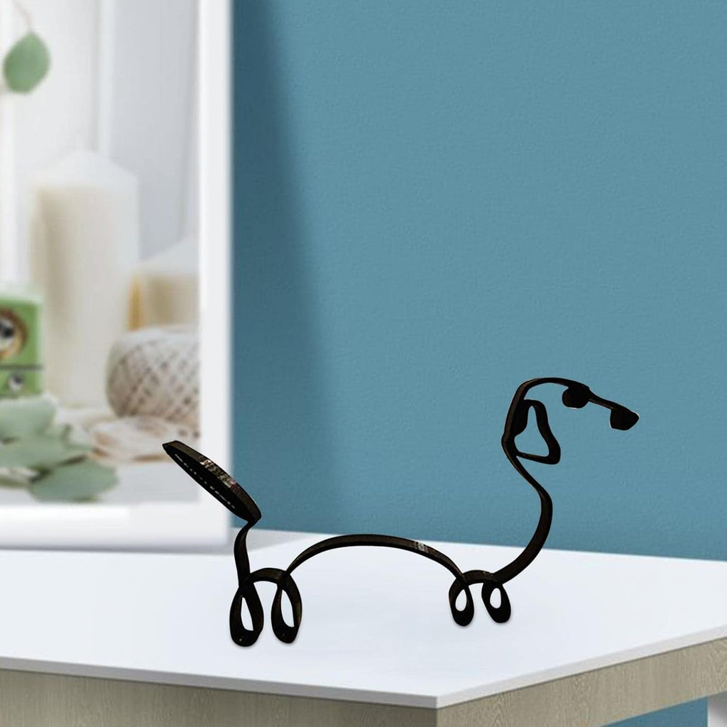 Metal Abstract Dog Line Drawing Sculpture S6223