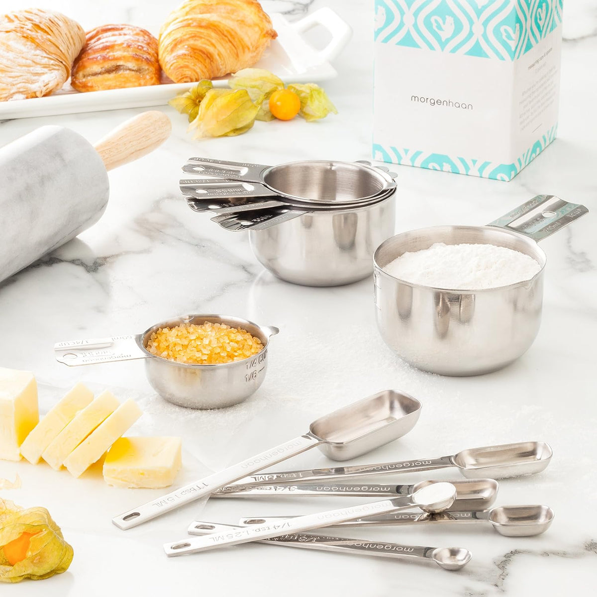 18-Piece Stainless Steel Measuring Cups and Spoons Set A49695