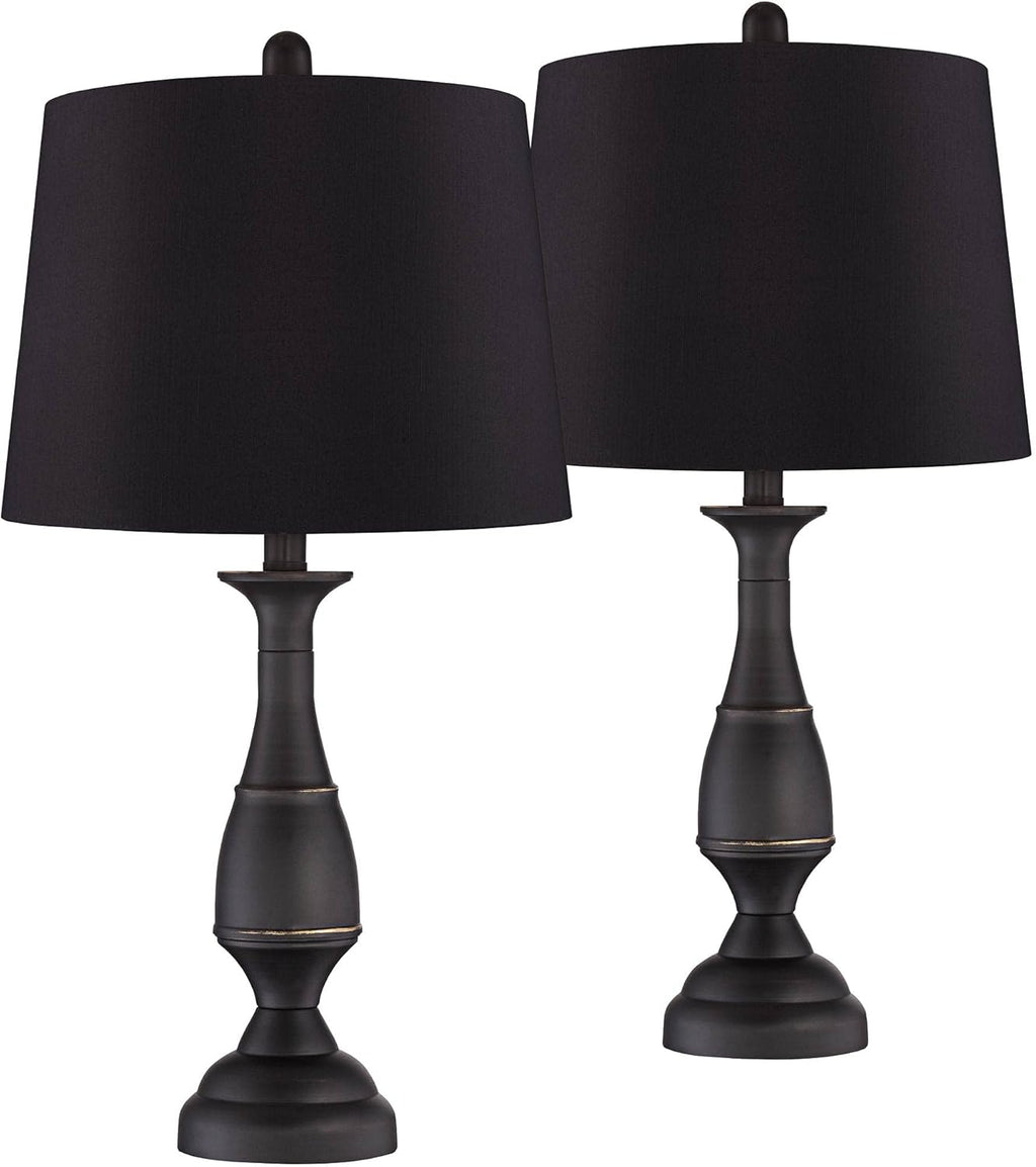 Set of 2 Dark Bronze Metal Table Lamps F2406
