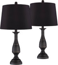 Set of 2 Dark Bronze Metal Table Lamps F2406