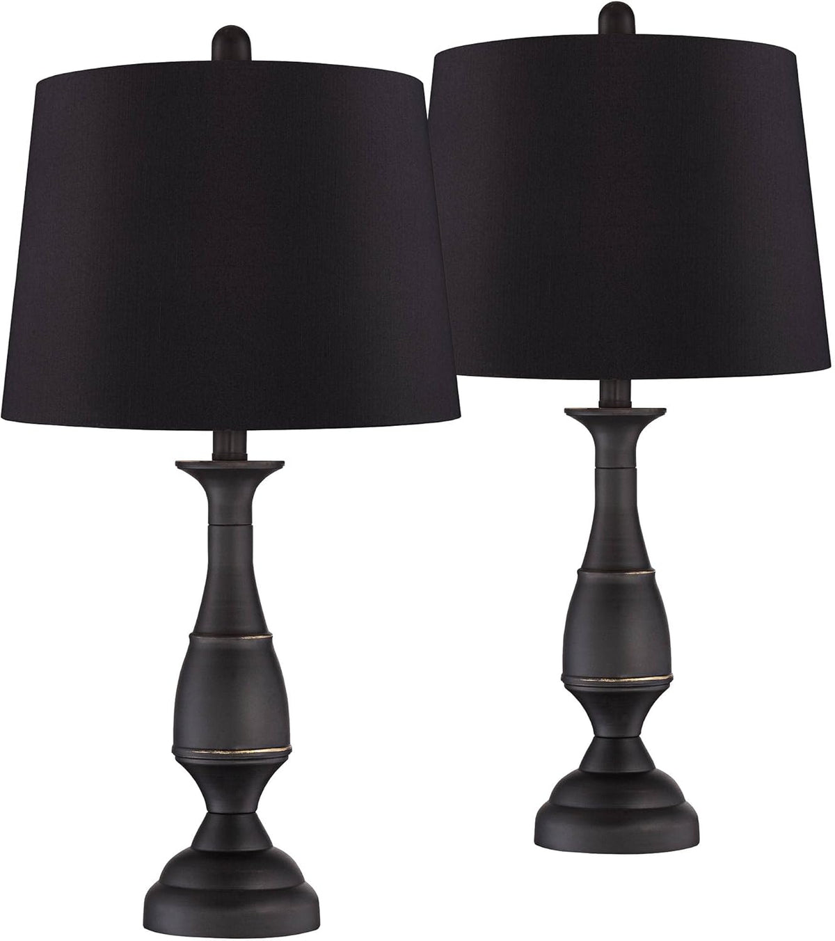 Set of 2 Dark Bronze Metal Table Lamps F2406