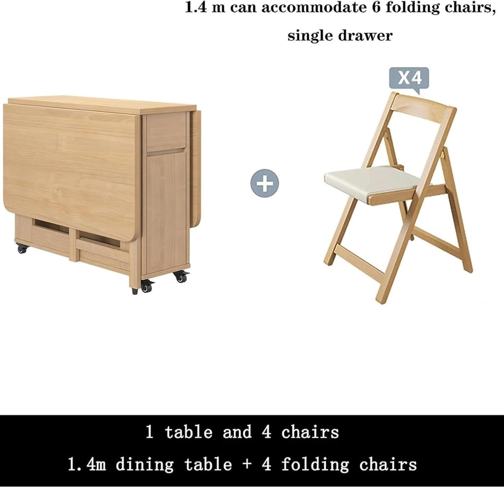Solid Wood Folding Dining Table with 4 Chairs R45861