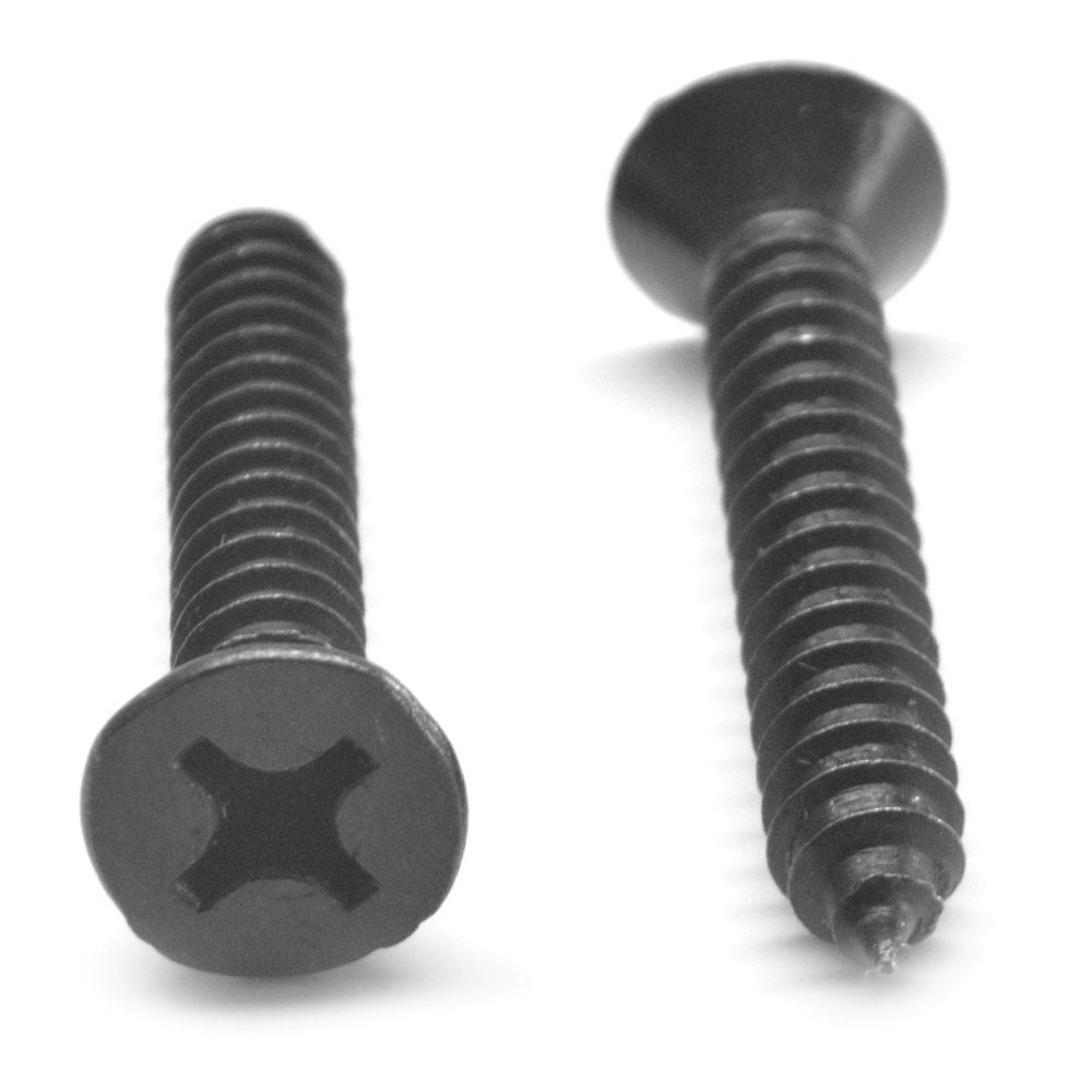 2 Sheet Metal Screw Phillips Flat Head Low Carbon Steel Black Oxide B49388