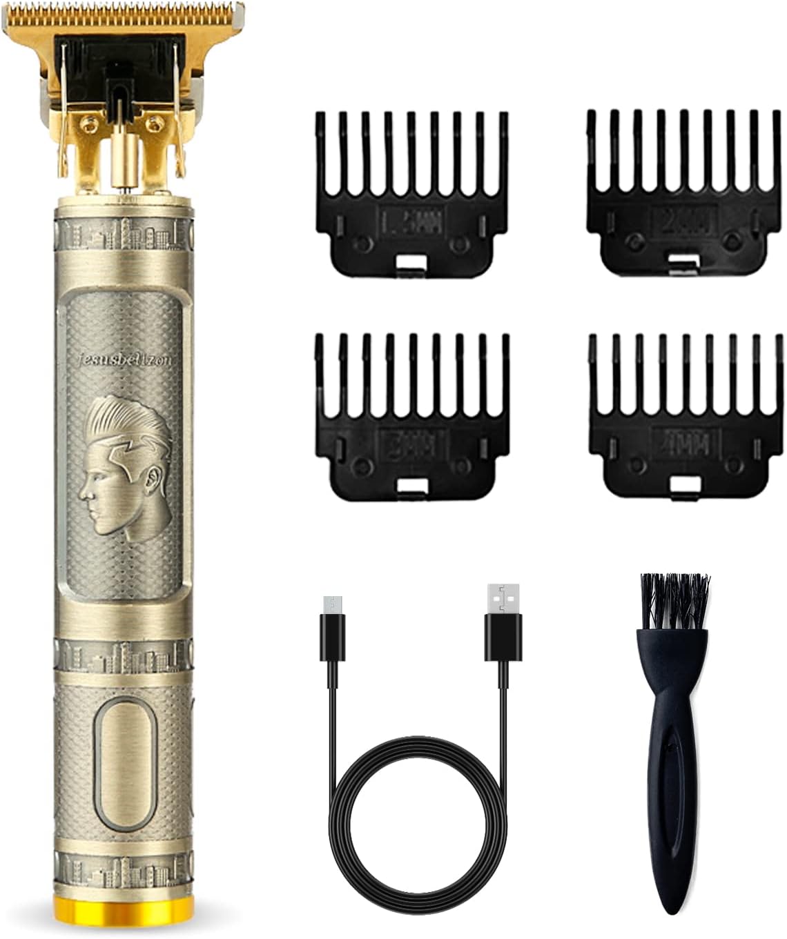 Cordless Hair & Beard Trimmer with 4 Guide Combs, Rechargeable T-Blade Hair Clippers, Bronze H82379