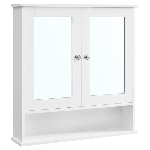 Dove Gray Wall-Mounted Bathroom Cabinet with 2 Mirrored Doors Z890955