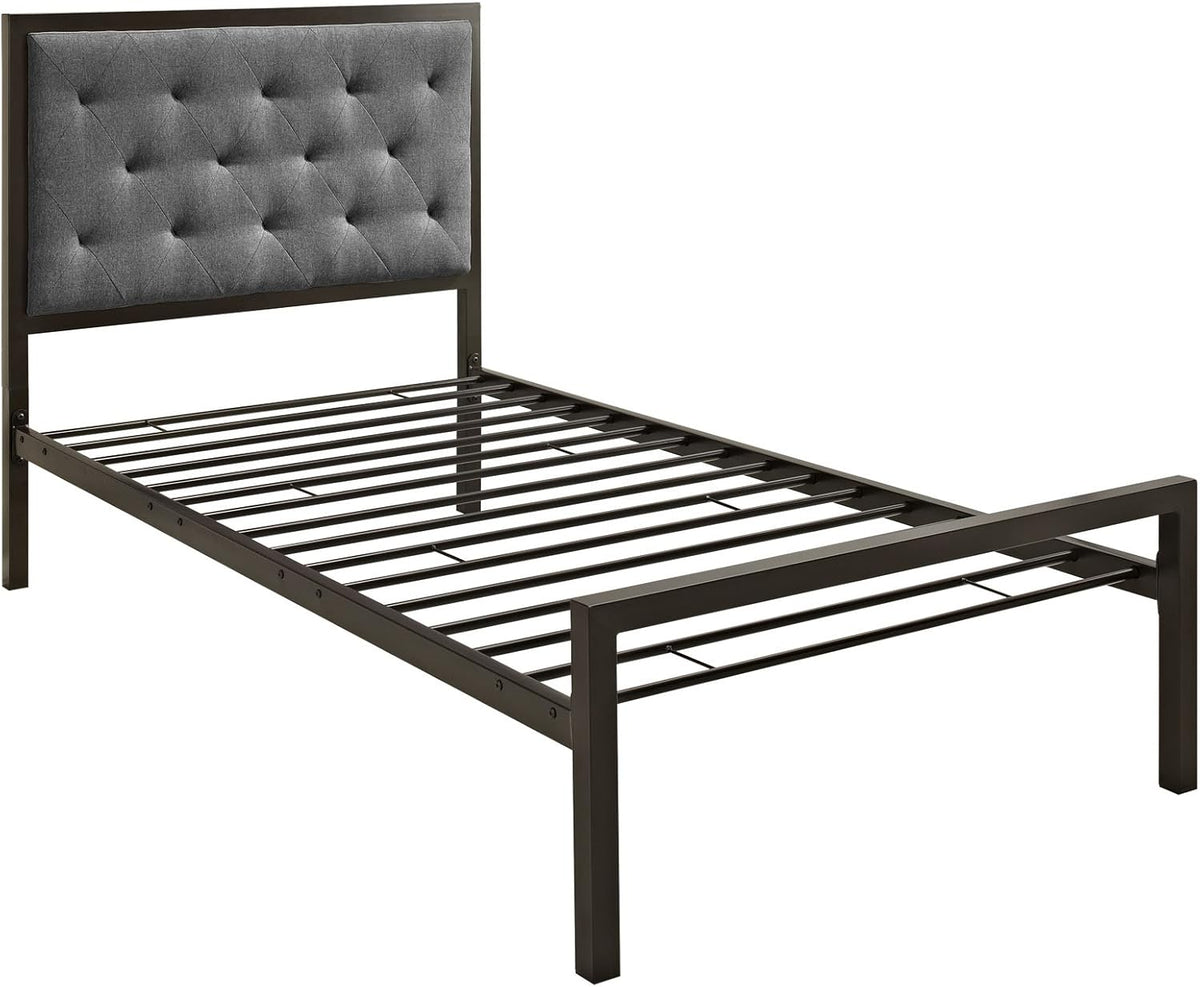 Twin Size Grey Fabric Bed Frame P31104
