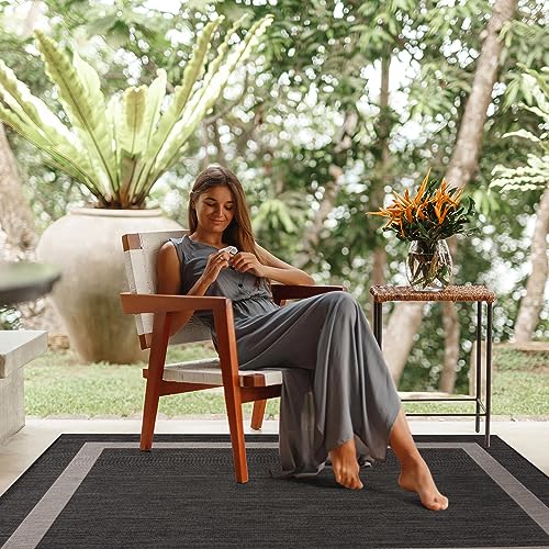 9x12 Beige/White Washable Outdoor Rug R734