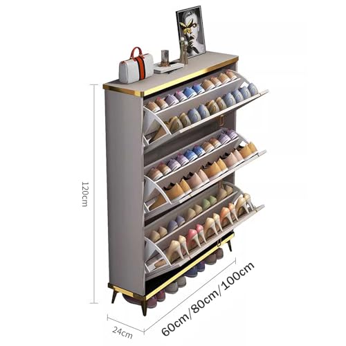 Slim 4 Layer Shoe Storage Cabinet with Flip Down Drawers Y96136