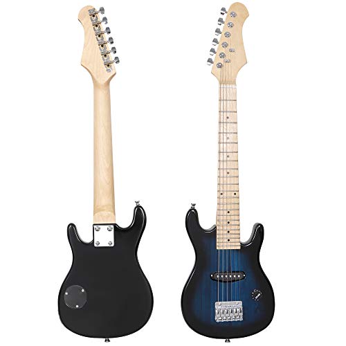 30 Inch Solid Wood Body Black Electric Guitar Starter Kit with 5W Amplifier K47786