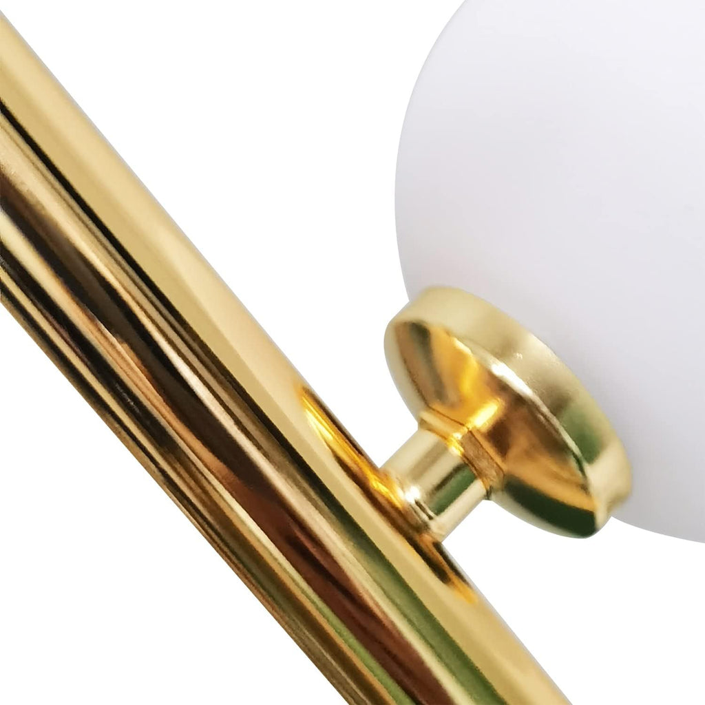 Modern Simplicity Floor Lamp with White Glass Ball Lampshade and Golden Metal Lamp Body E219182