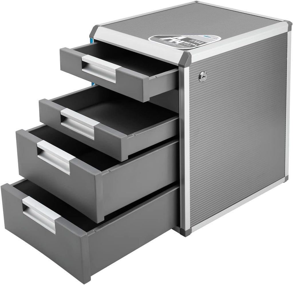 Grey 5 Layers Desktop Drawer Organizer with Lock L3137