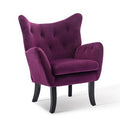 Purple Velvet Tufted Button Wingback Accent Armchair W4892