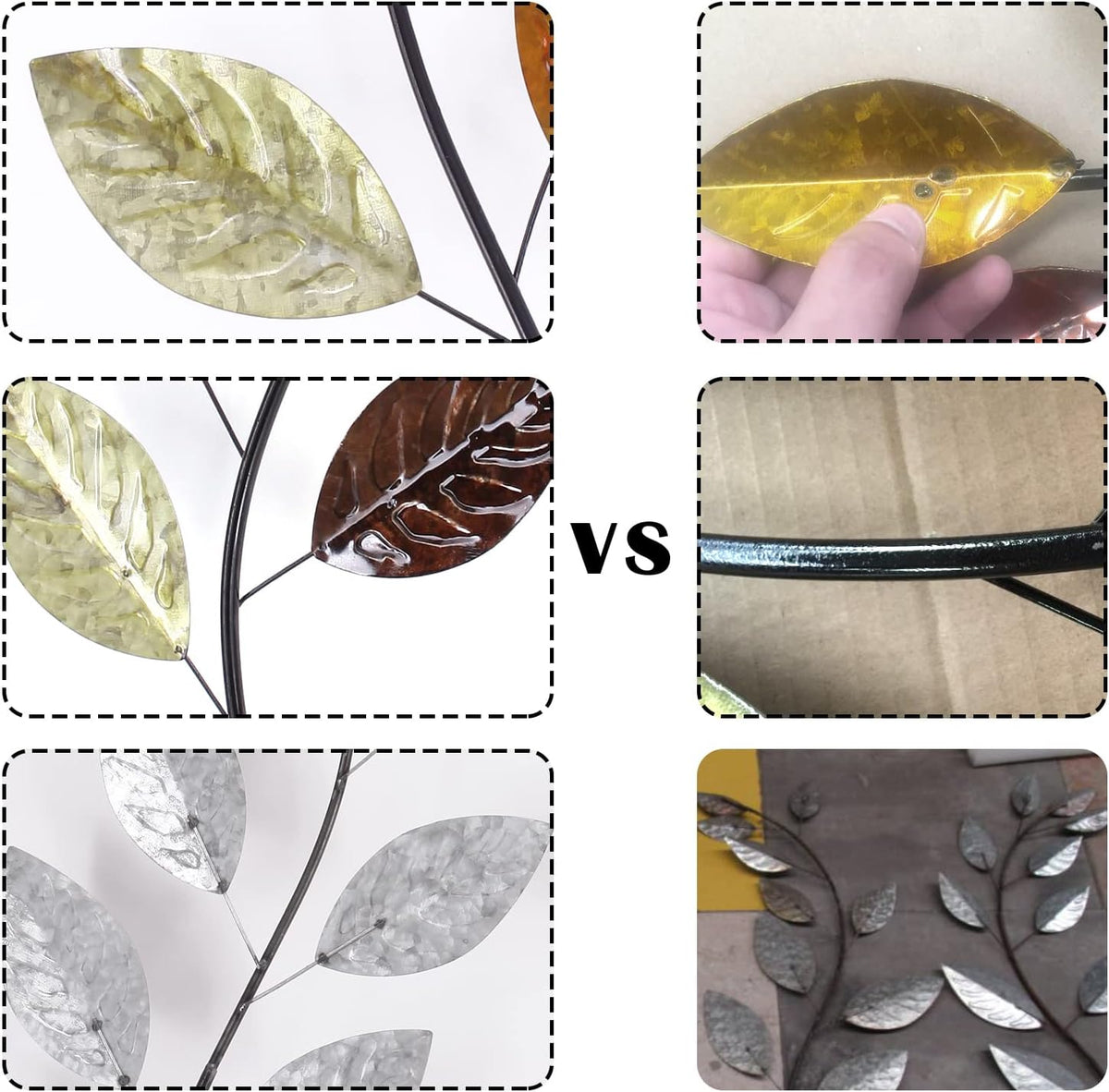 Set of 2 Metal Leaf Wall Hanging Art Decor, 38 Inch Iron Olive Branch Home Sculptures W358