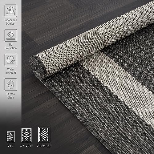 9x12 Beige/White Washable Outdoor Rug R734
