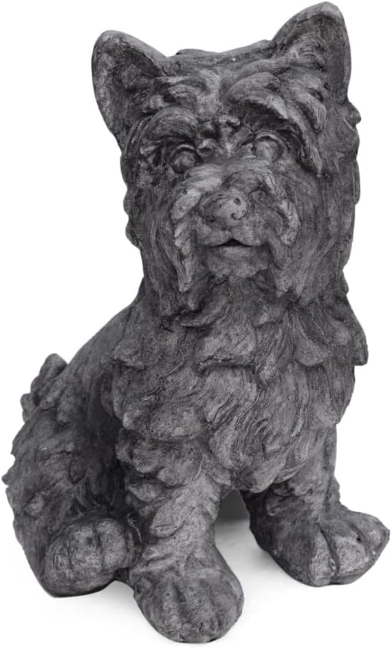 Antique Gray Finish Outdoor Dog Garden Statue K193