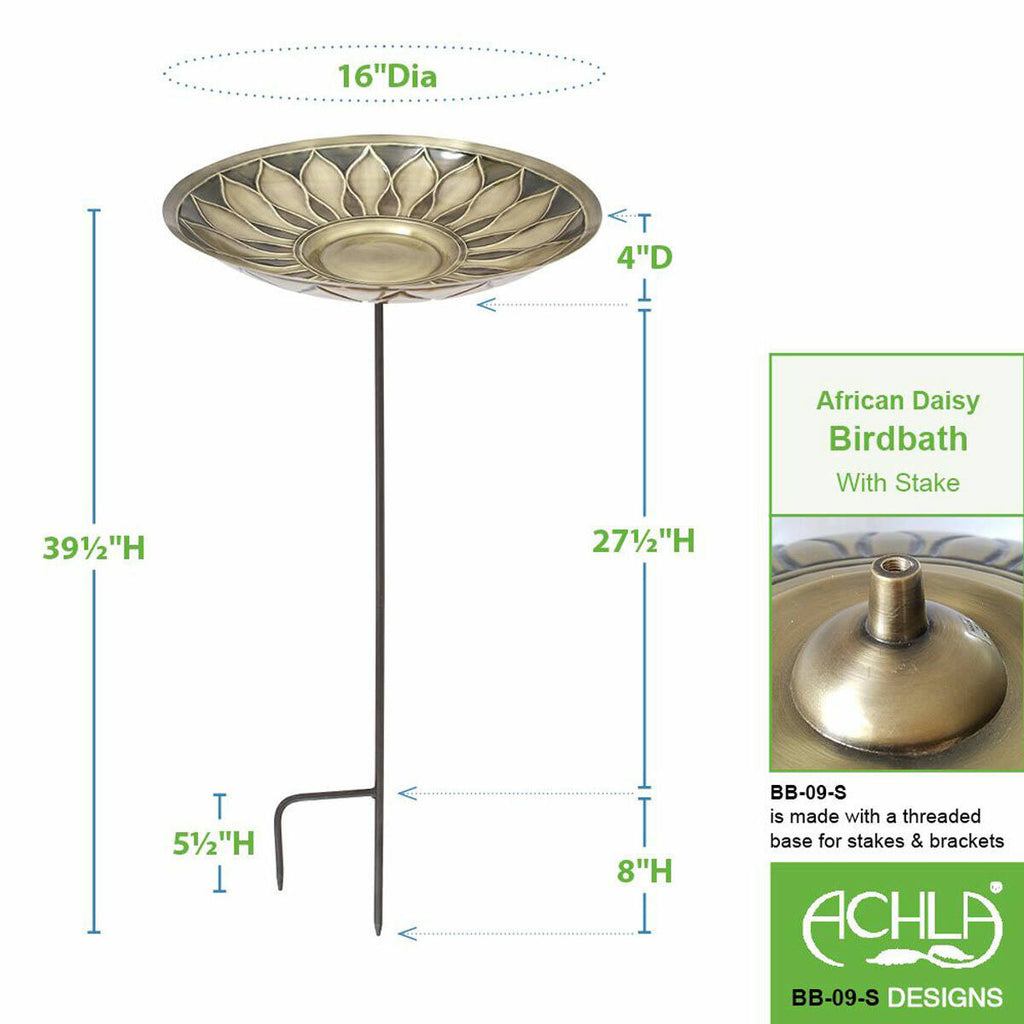Brass Birdbath with Stake X6052