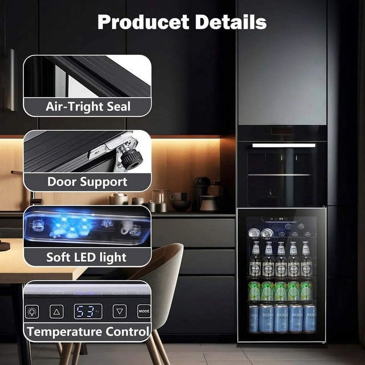3.2 Cu.ft Beverage Refrigerator Cooler Mini Fridge U43849