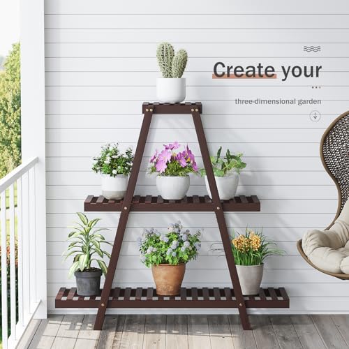 3 Tier 8 Potted Bamboo Plant Stand Q711