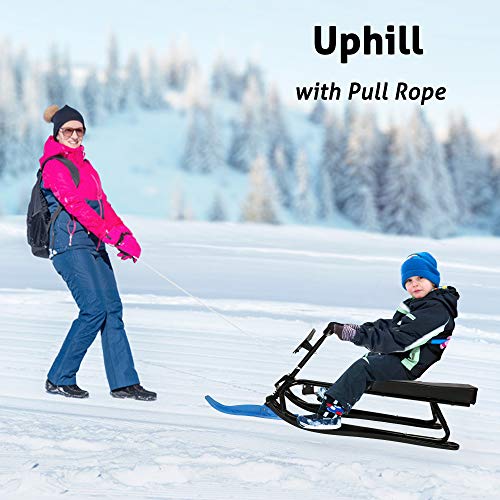 Snow Racer Sled with Steering Wheel and Twin Brakes Y733528