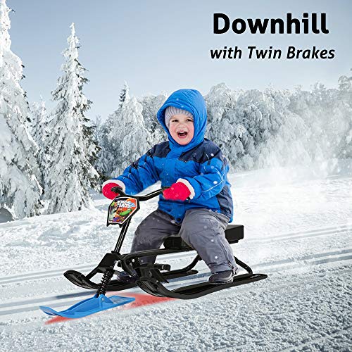 Snow Racer Sled with Steering Wheel and Twin Brakes Y733528