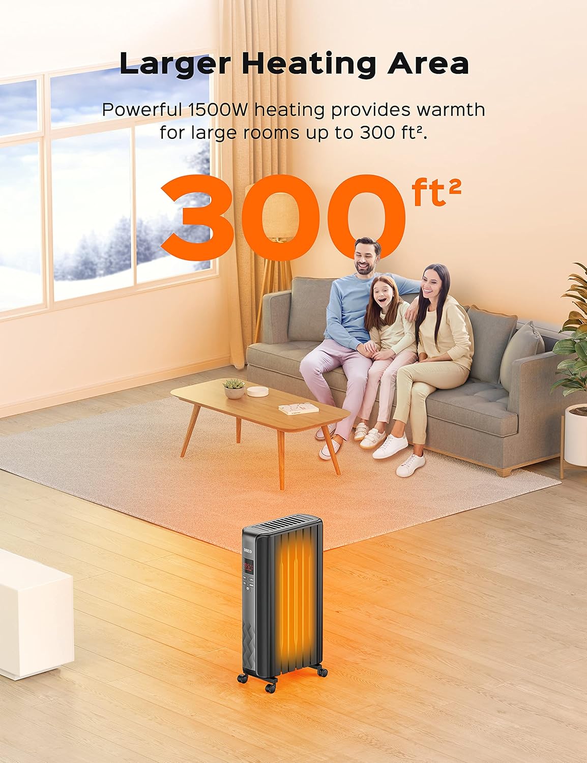 1500W Electric Oil Filled Radiator Heater with Remote Control S195128