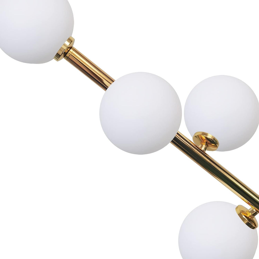 Modern Simplicity Floor Lamp with White Glass Ball Lampshade and Golden Metal Lamp Body E219182
