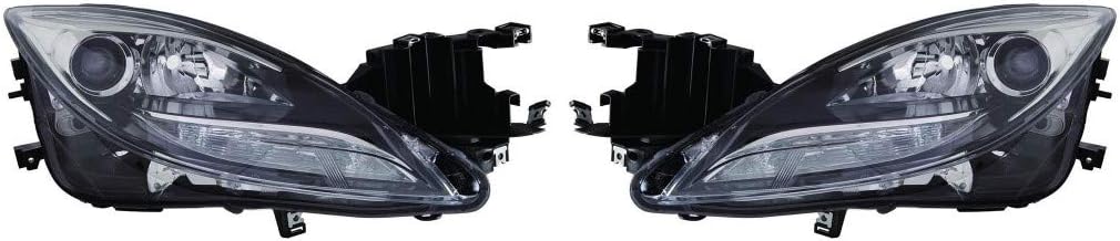 Mazda 6 Headlight Assembly 2011 2012 2013 Pair Black Housing V28790