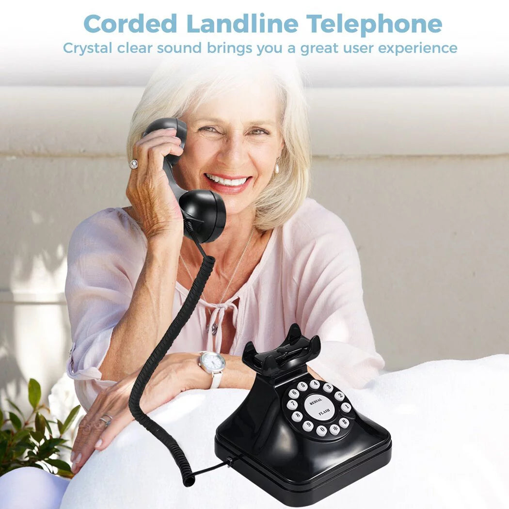 Black Corded Landline Desk Telephone X602289