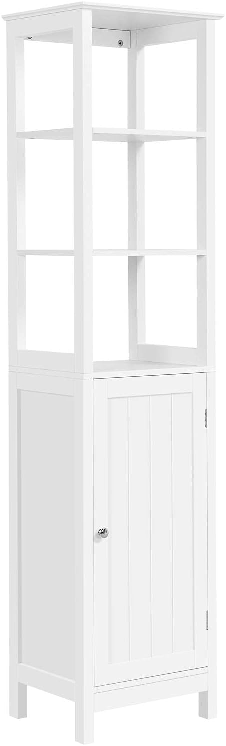 White 3 Tier Wooden Bathroom Floor Cabinet D725