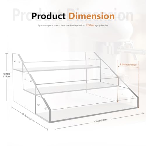 3 Tier 12 Bottles Acrylic Coffee Syrup Rack Organizer H6776