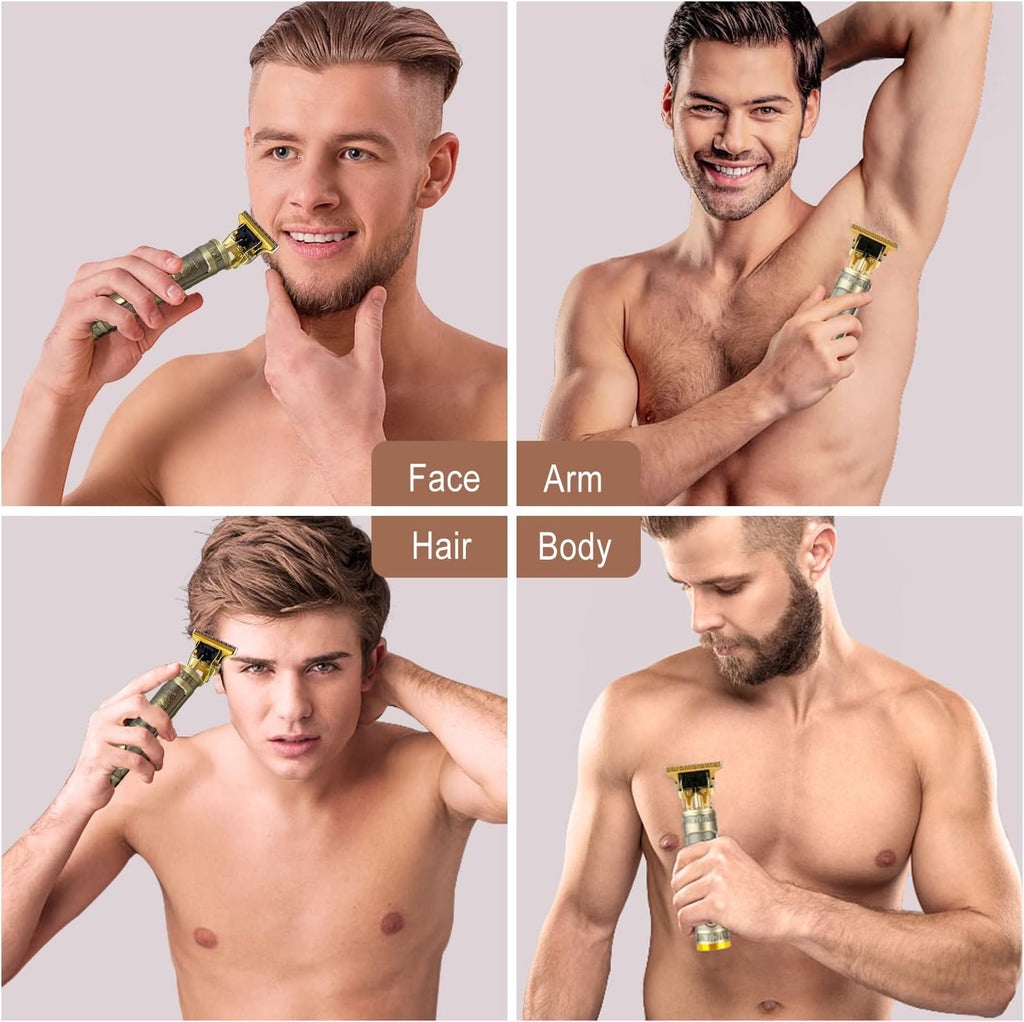Cordless Hair & Beard Trimmer with 4 Guide Combs, Rechargeable T-Blade Hair Clippers, Bronze H82379