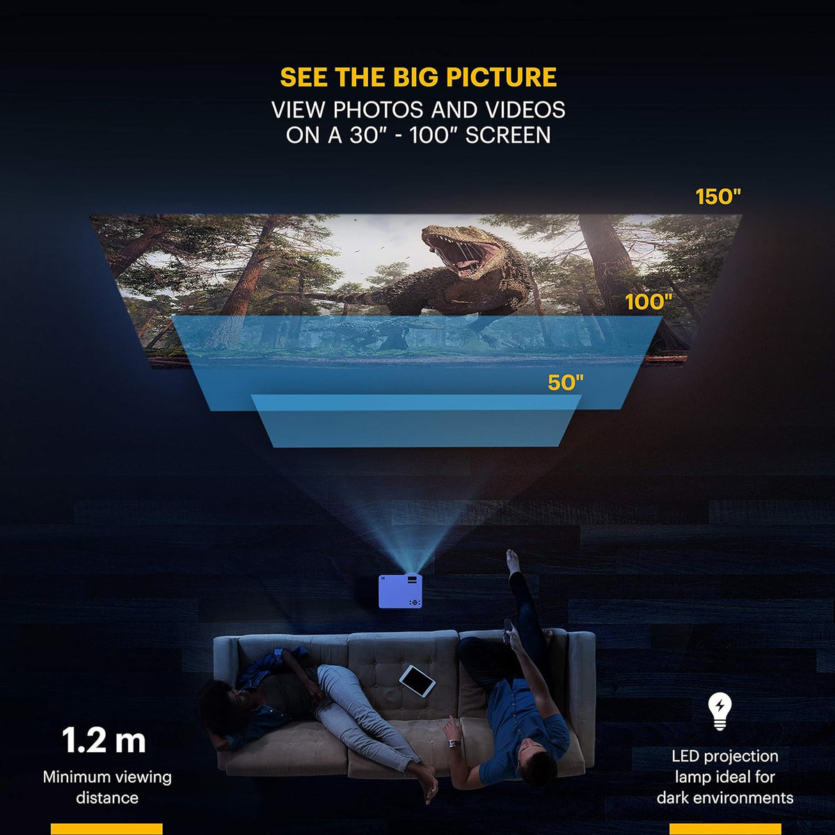 1080p HD Compact Home Projector with Tripod and Case Q498309