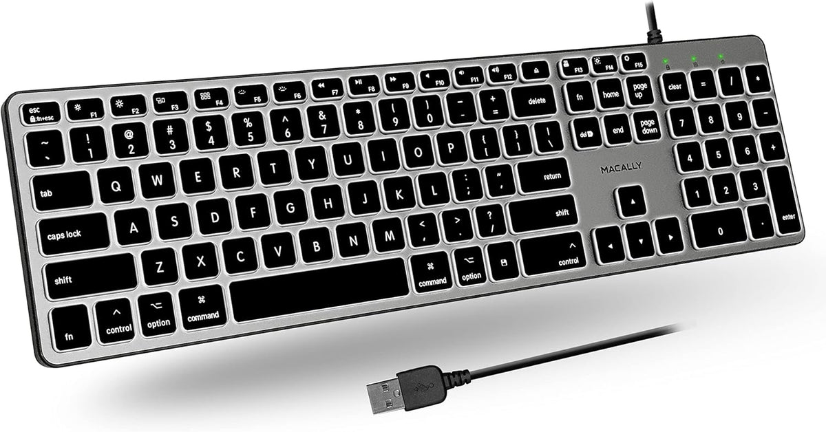 Space Gray Backlit Wired Mac Keyboard with 107 Keys U584
