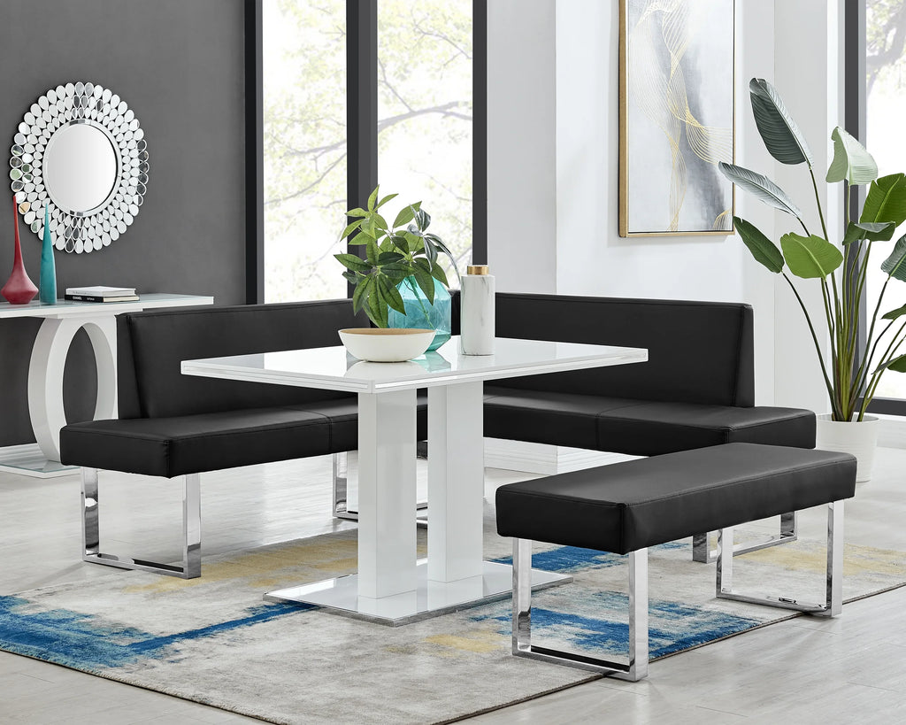 3-Piece Faux Leather & Wood Dining Set O373