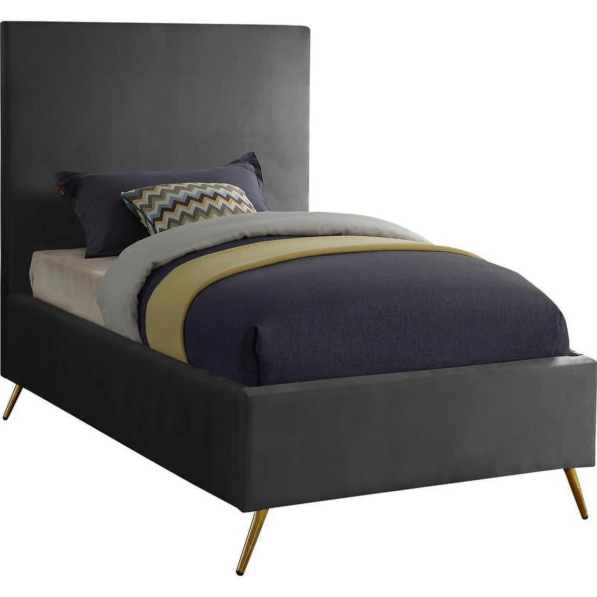 Gray Velvet Twin Bed X206981