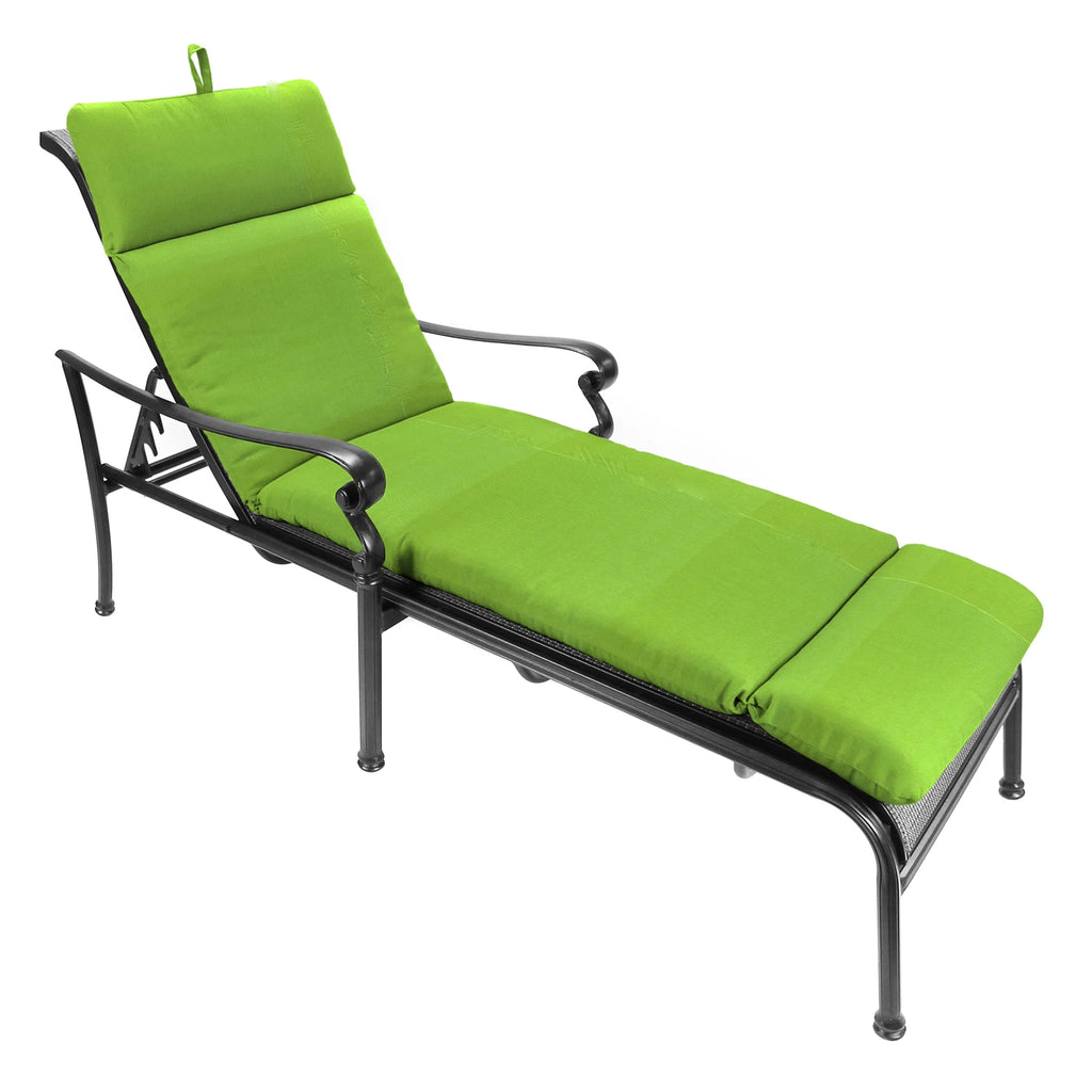 74" x 22" Green Outdoor Chaise Lounge Cushion with Ties H745
