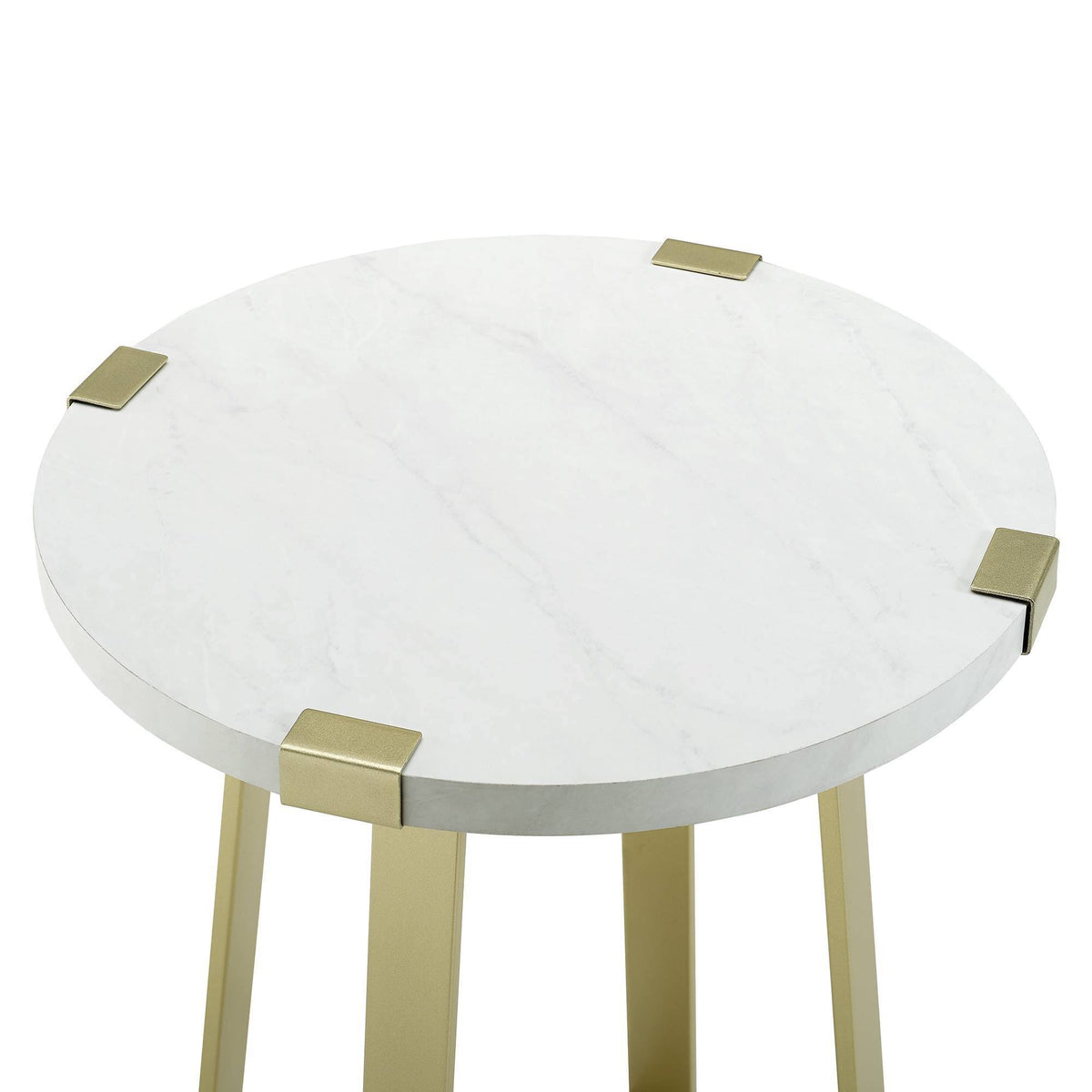 White Faux Marble Round Side Table J386304
