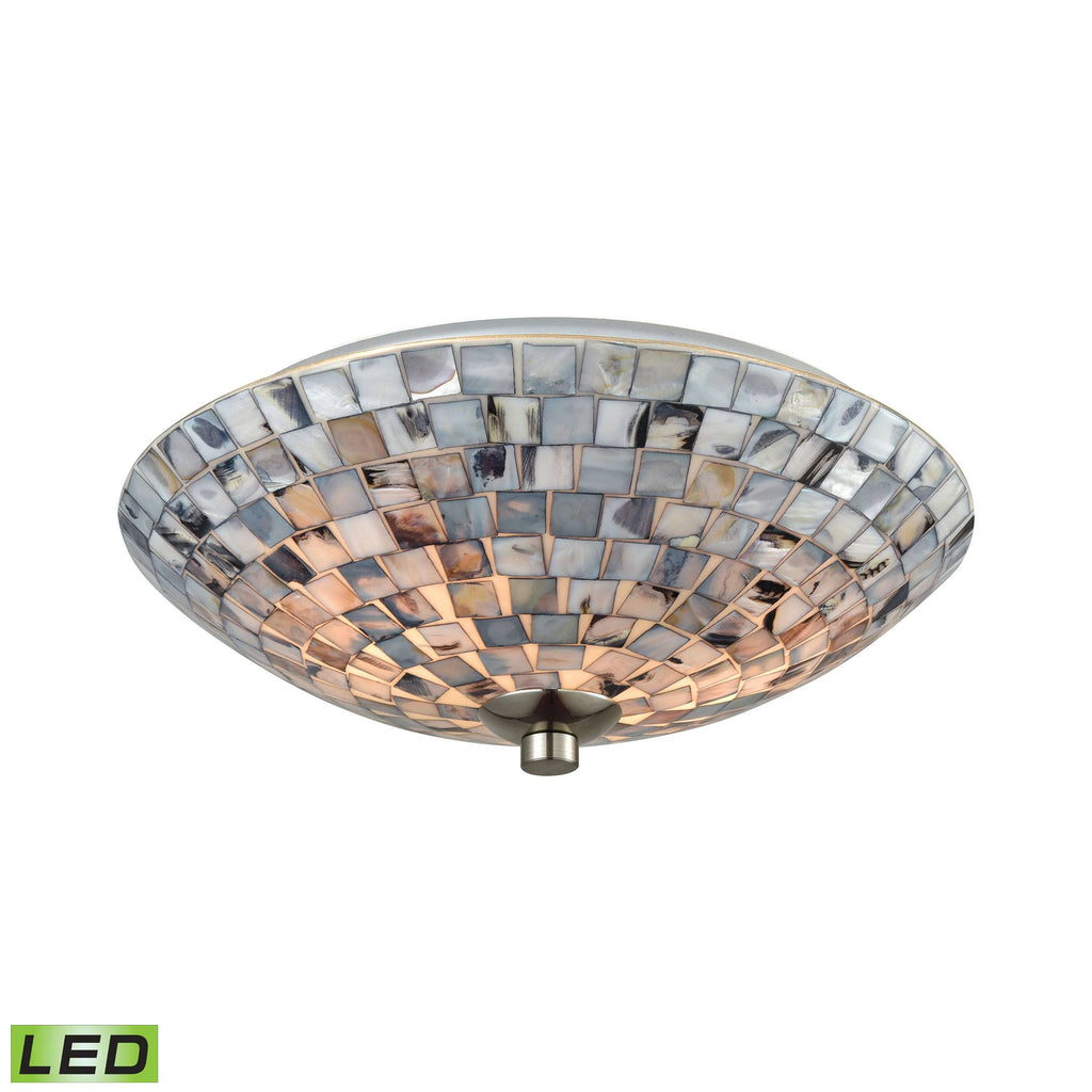 2 Light Flush Gray Capiz Shells Satin Nickel Hardware S13078