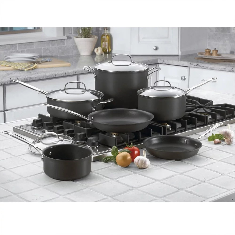 10-Piece Nonstick Hard-Anodized Cookware Set with 12-Piece Knife Set R514224