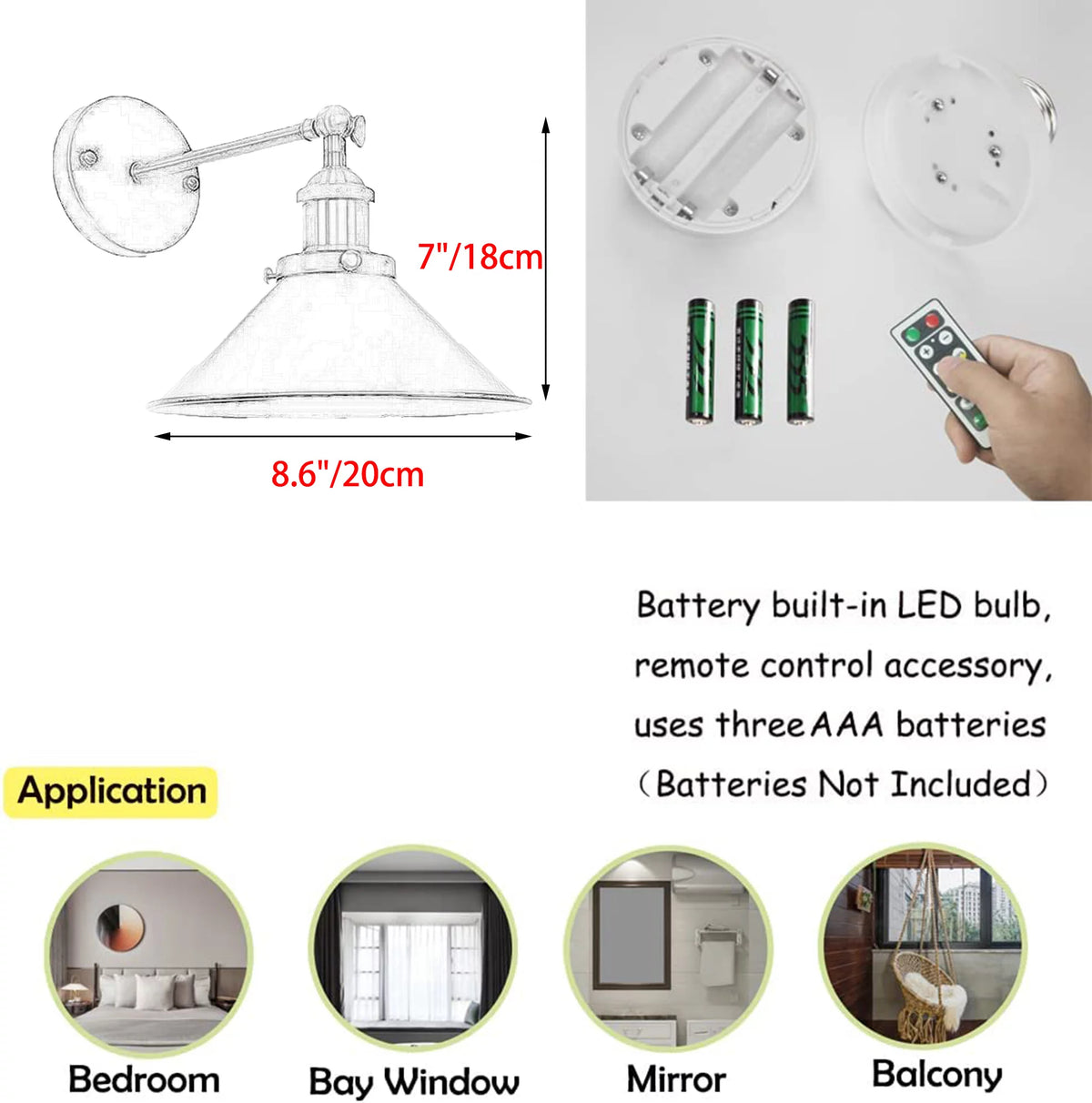 Dark Green 2-Lights Battery Wall Sconce Light Fixture R557