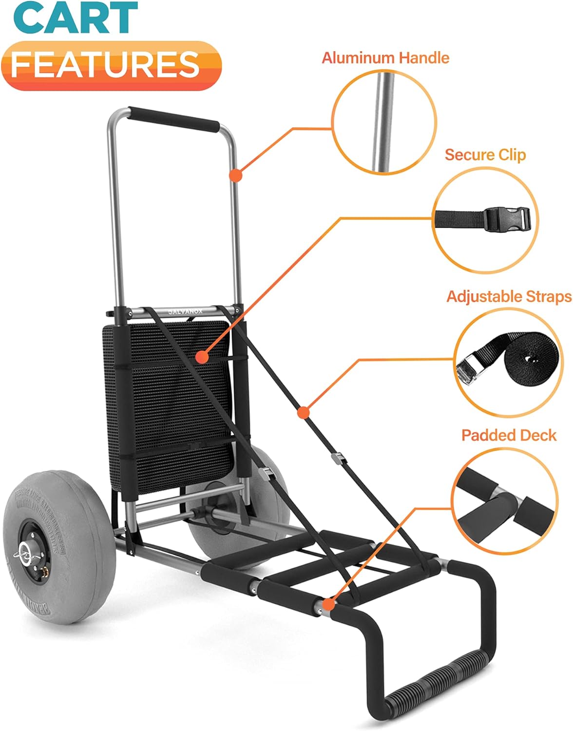 Collapsible Folding Beach Wagon with Mesh Storage Compartment and 9 Pneumatic Balloon Wheels O138