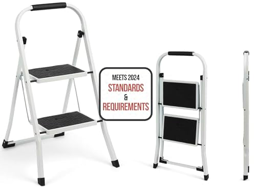 2 Step Ergonomic Foldable Step Stool 350 LBS Capacity J6011