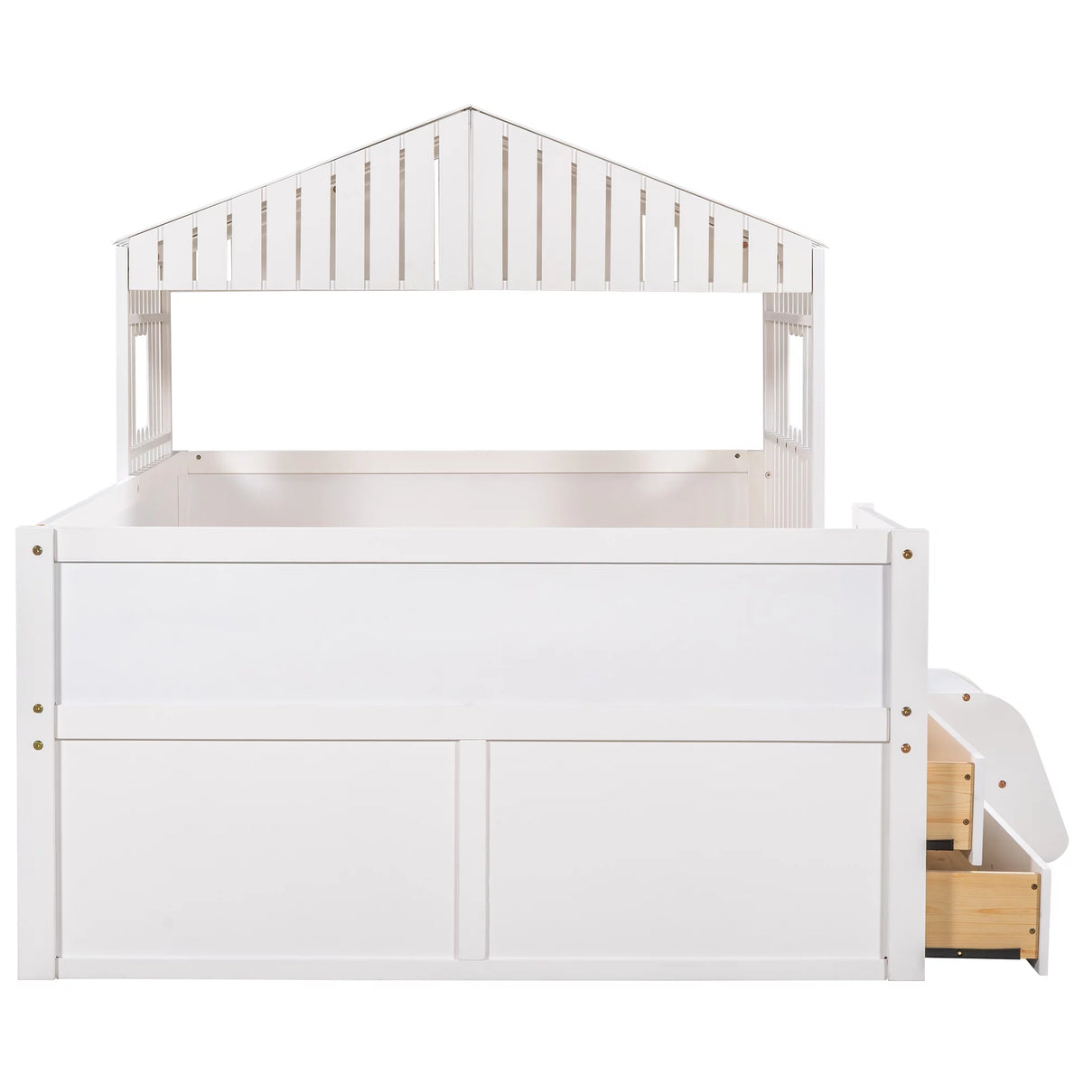 White Full Size Low Loft Bed with 4 Drawers M28242