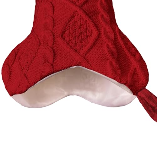 Knit White Bone Shape Dog Christmas Stocking Q5577