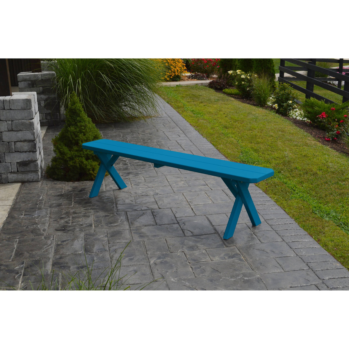 Caribbean Blue Crossleg Bench E23695