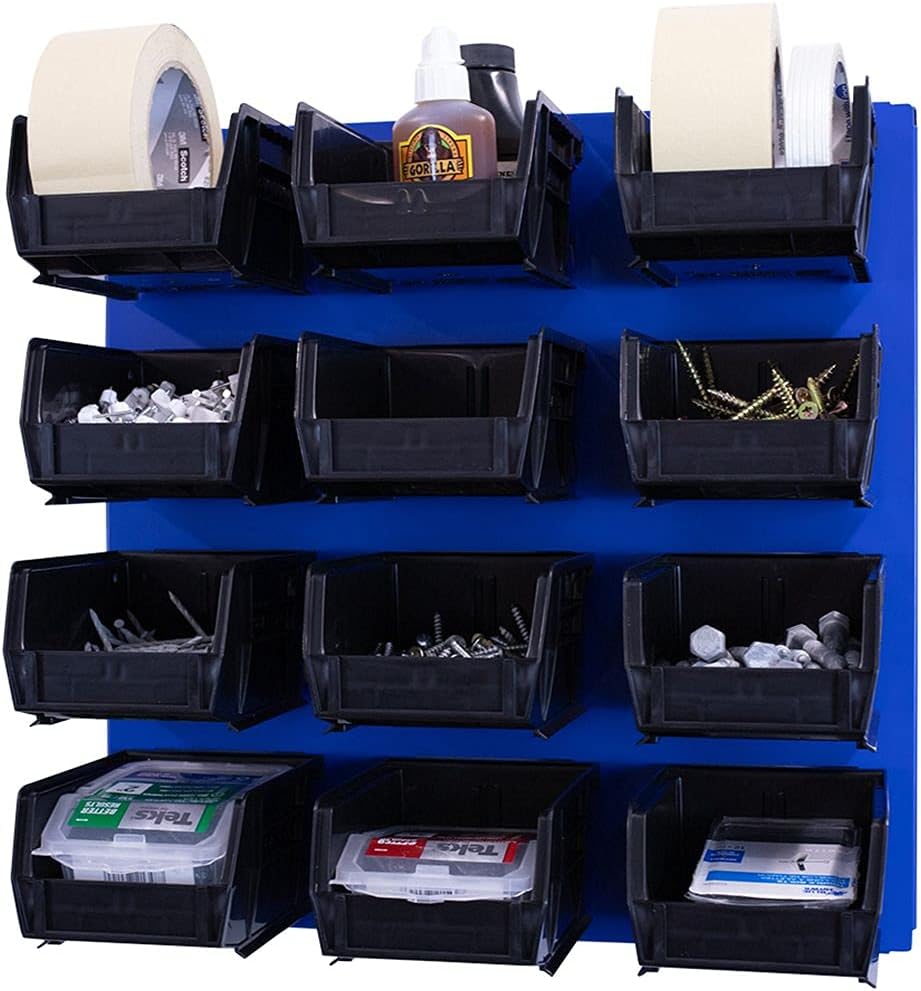 Wall Mounted 16" x 16" Metal Bin Storage System, Pack of 2 L742