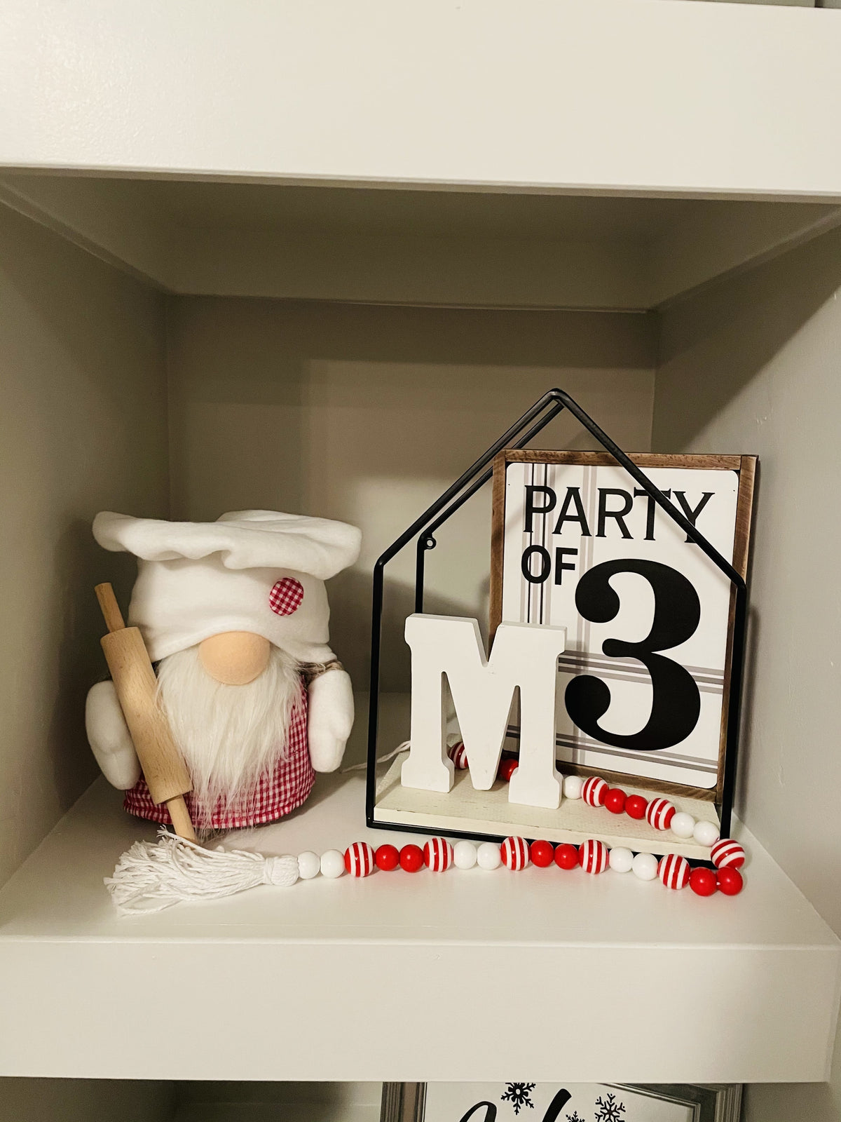 Red and White Plush Gnome Decor V5134