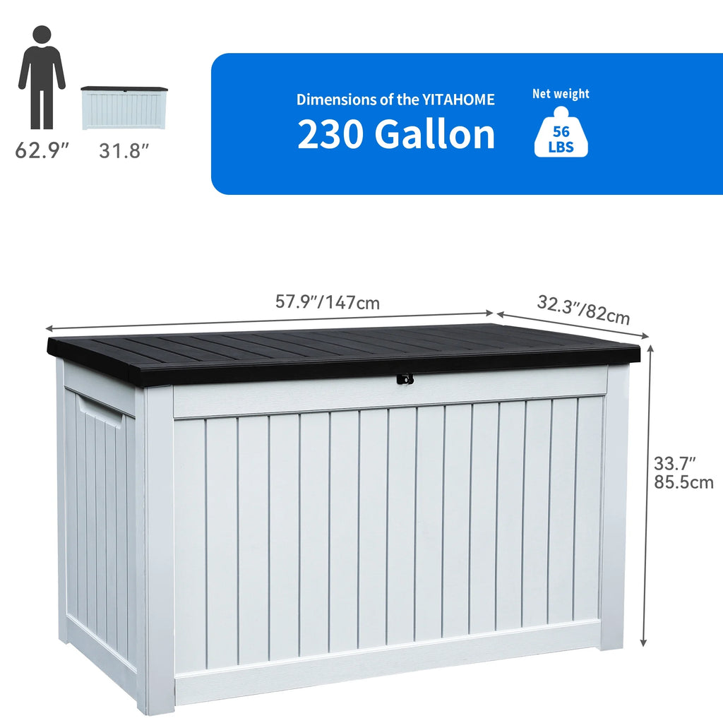 230 Gallon Weatherproof Resin Outdoor Storage Deck Box H744