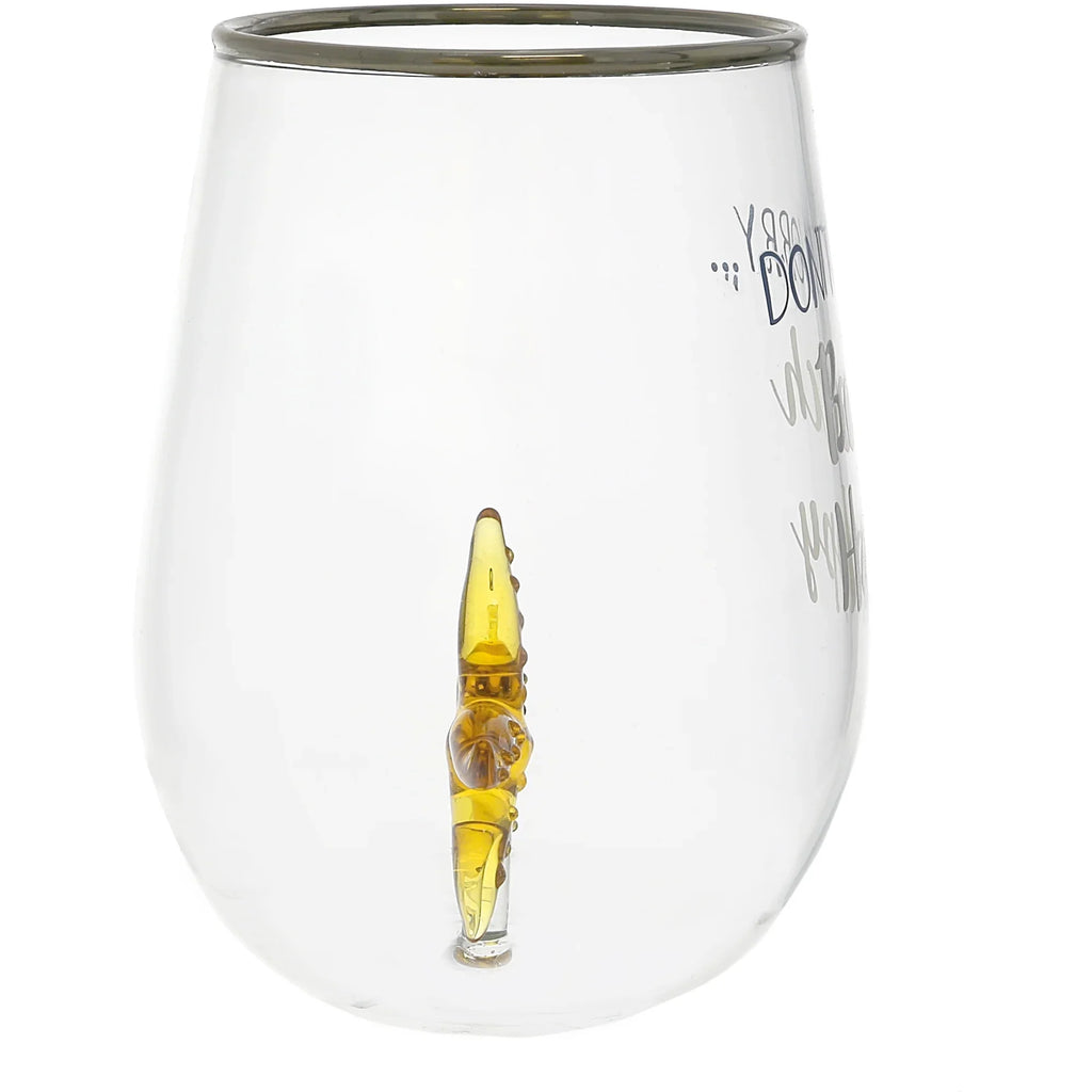 19 oz. Stemless Wine Glass with 3-D Figurine V574