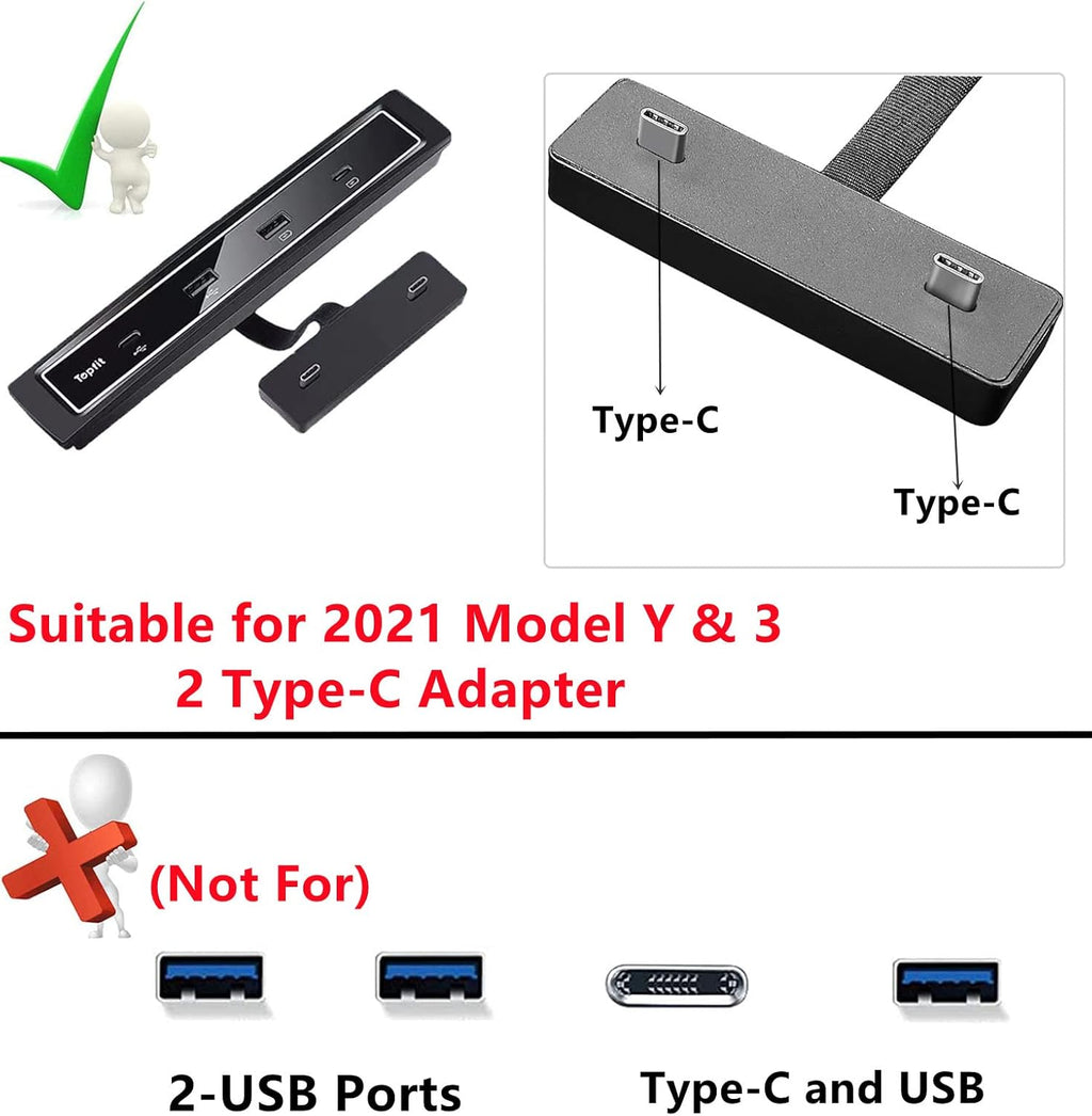 4 in 1 USB Hub Center Console Adapter, Black Pack of 2 C999